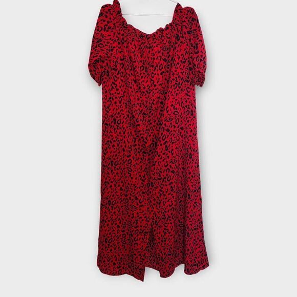 Pink Blush Womens Dress Sz 2X Red Leopard Chiffon Maxi Cottagecore Whimsicore - Picture 3 of 10